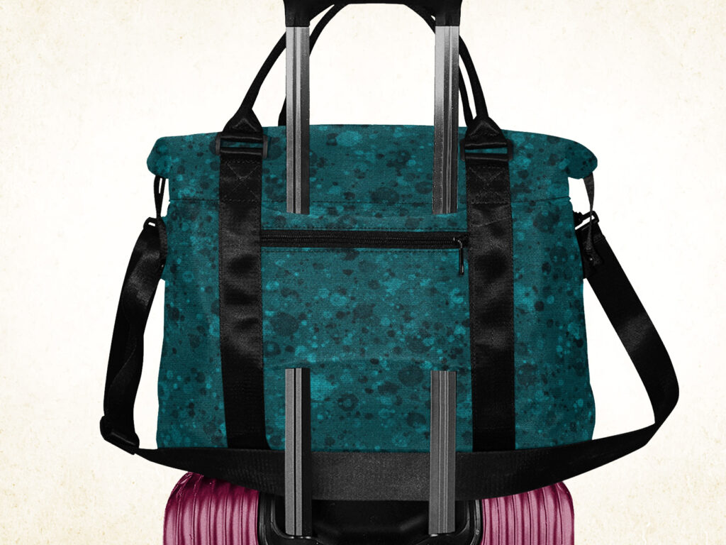 Dark teal trolley sleeve tote, colorful bag