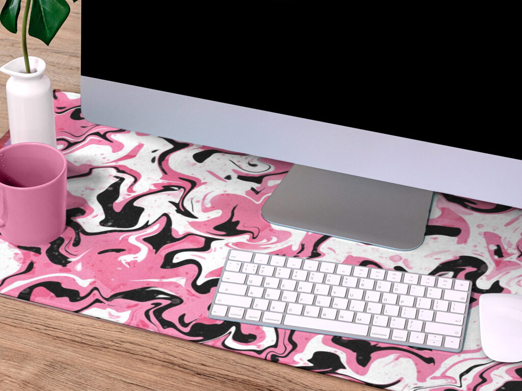 Black pink and white XL mousepad